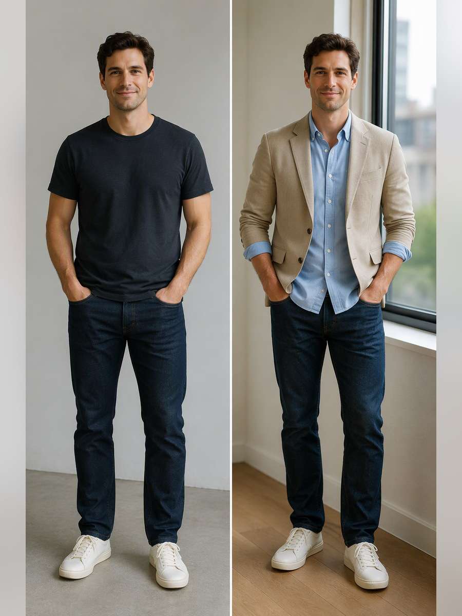 Portrait with Rolled Sleeves — illustrative image-to-image before and after