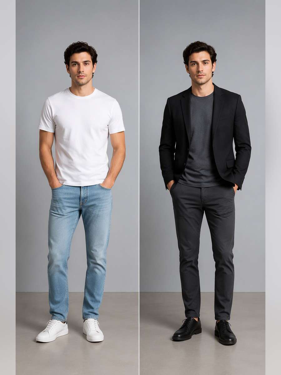 Minimalist Monochrome Blazer — illustrative image-to-image before and after
