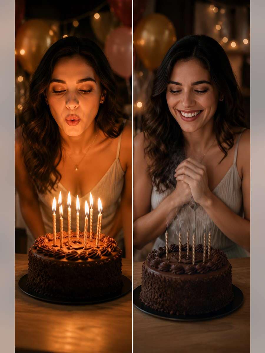 After the Candles Go Out — illustrative image-to-image before and after