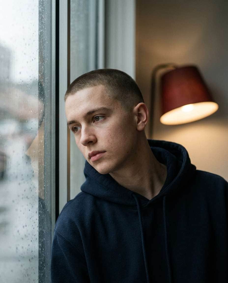 rainy window portrait photo