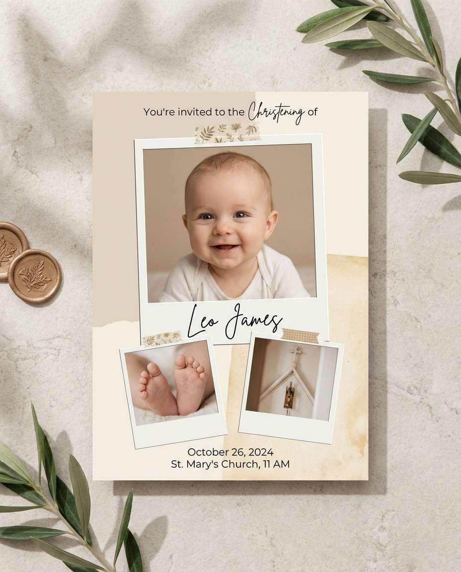 polaroid collage invite photo