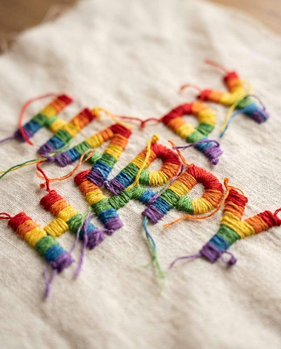 embroidery thread letters photo