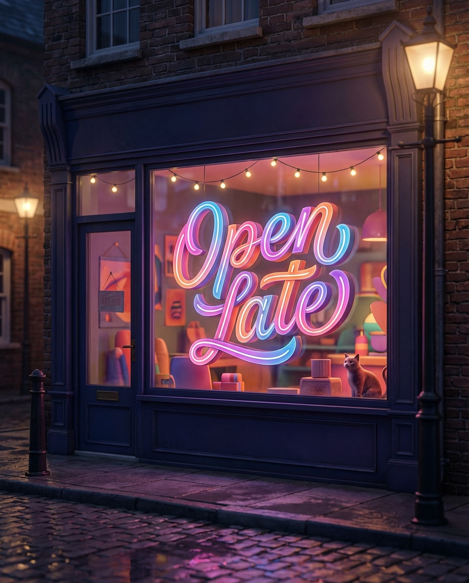 window neon sign photo