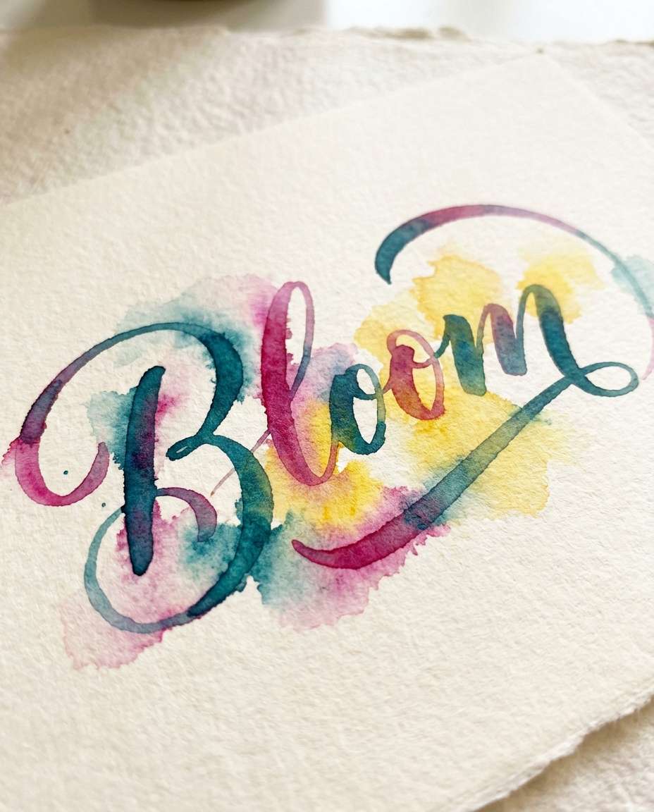 watercolor brush script photo