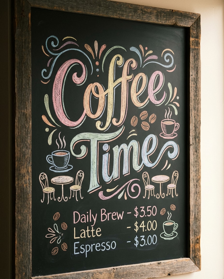 pastel chalkboard menu photo