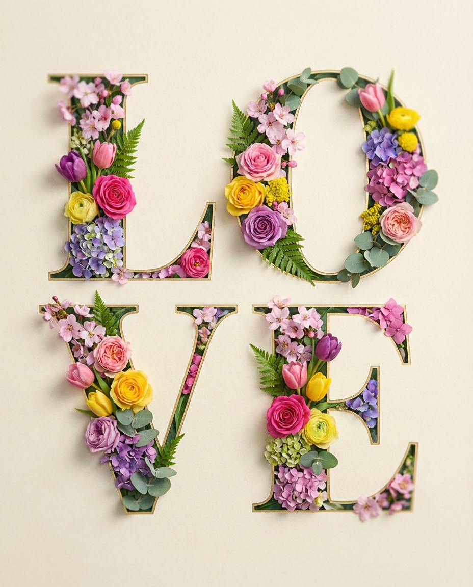 floral filled letters photo