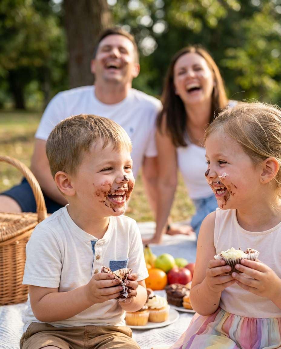 messy dessert laughs photo