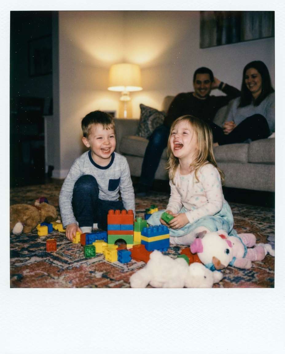 twin siblings play photo
