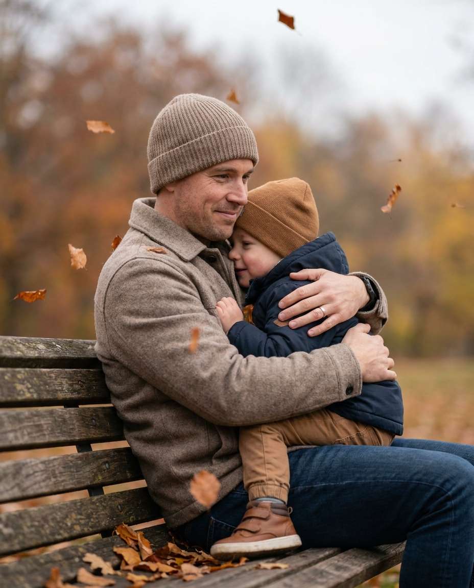 park bench side embrace photo