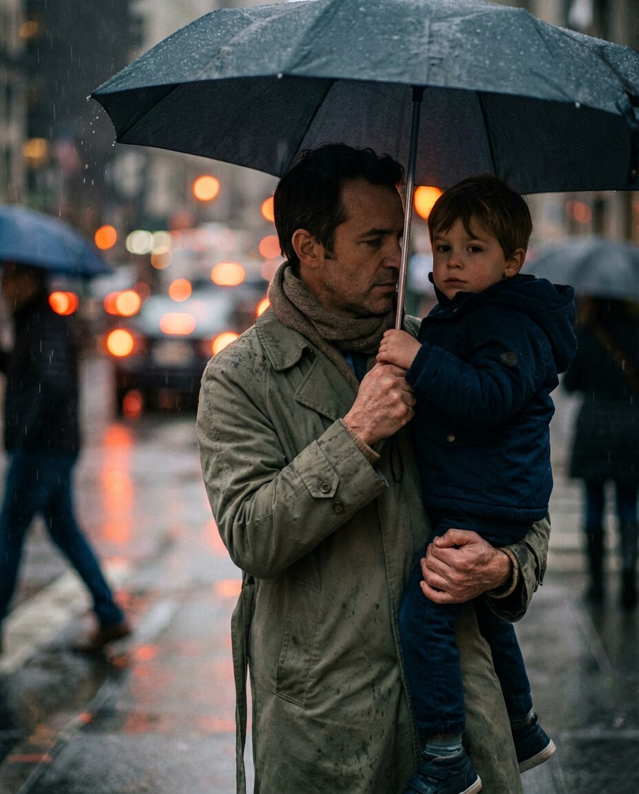 rainy street shelter photo