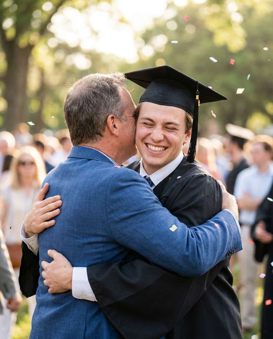 graduation proud hug photo