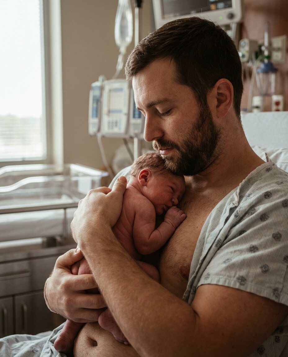 new dad hospital hold photo