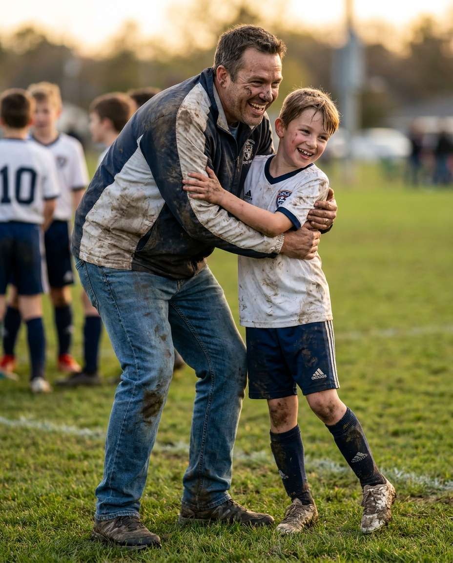 after game side hug photo