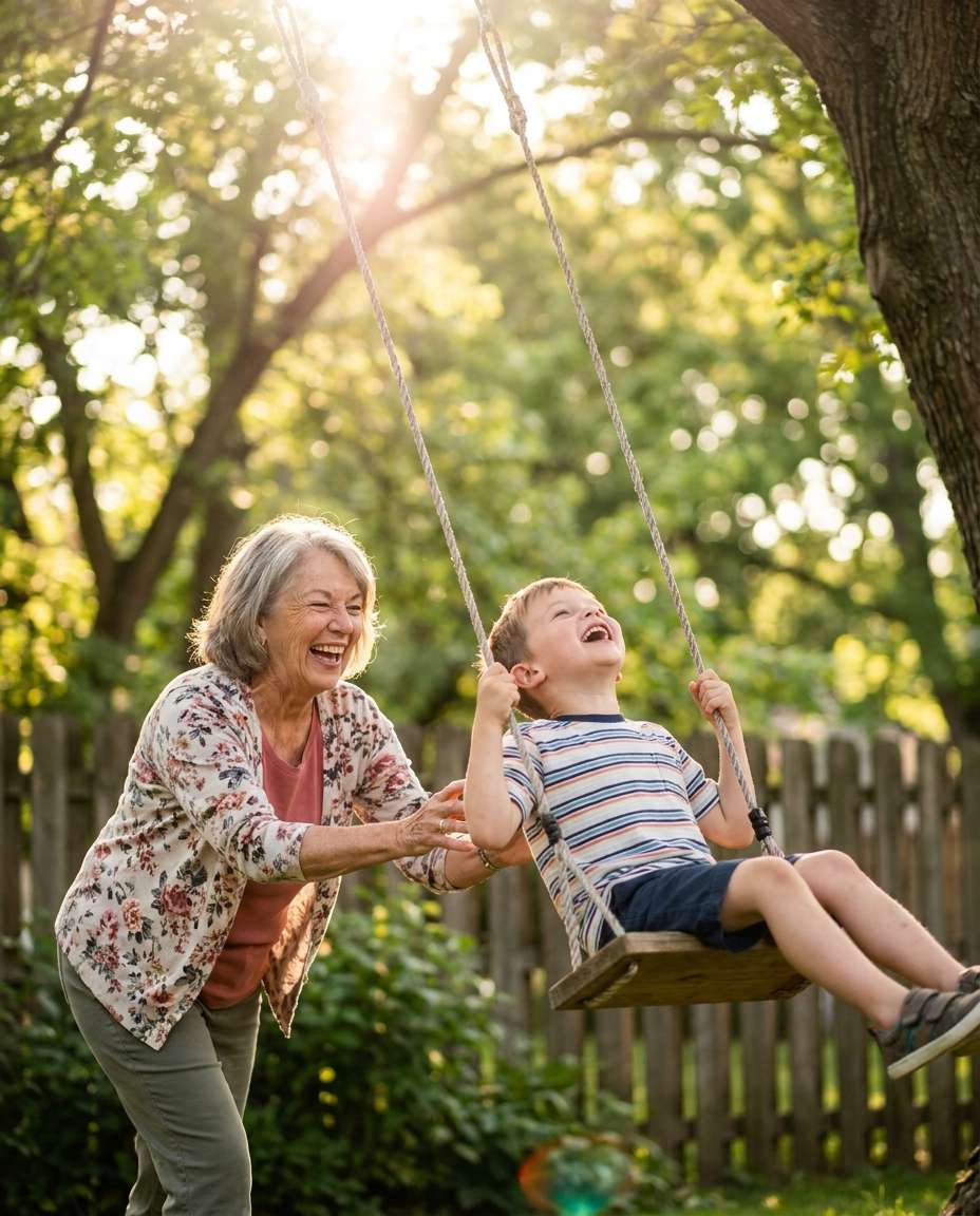 backyard swing push photo
