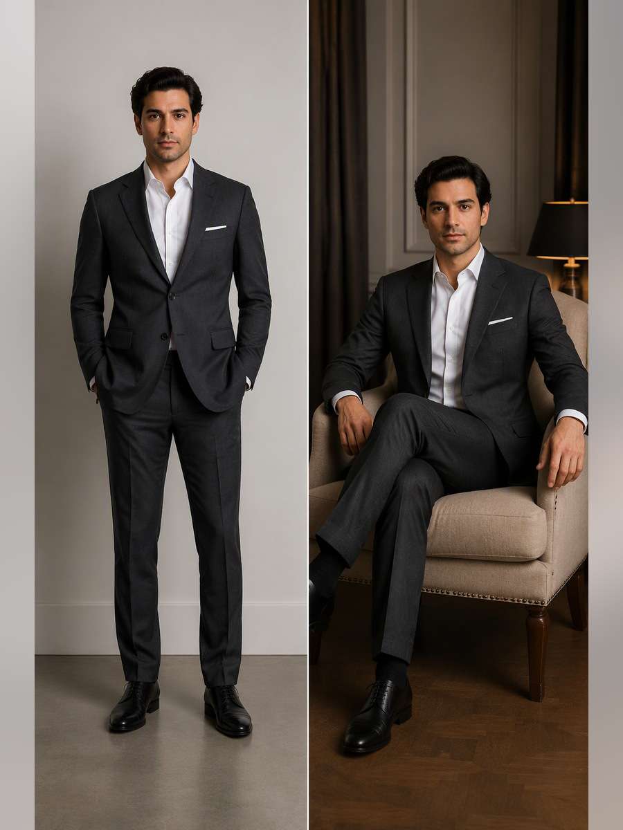 Side-Seated Gentleman Portrait — illustrative image-to-image before and after