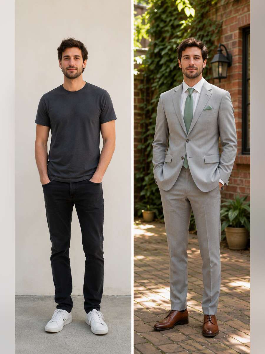 Afternoon Courtyard Portrait — illustrative image-to-image before and after