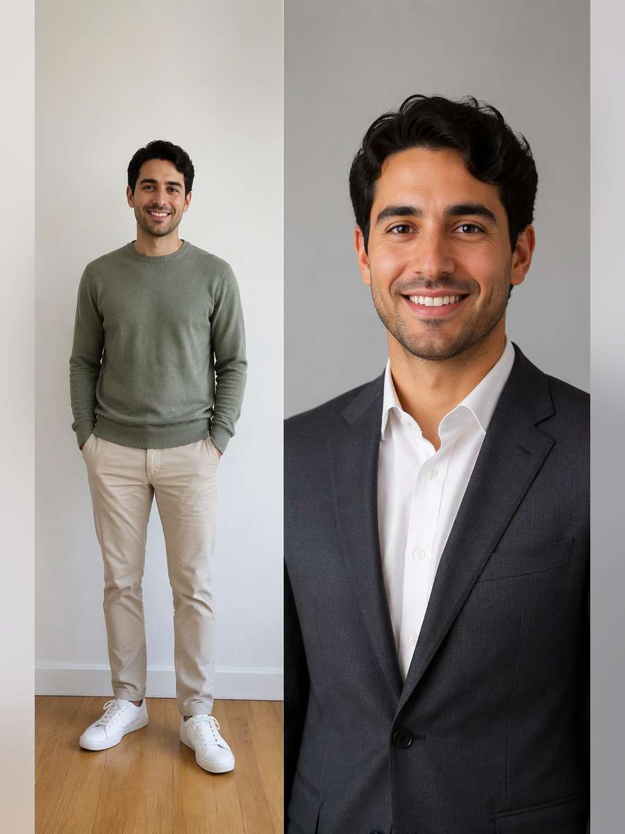 Corporate Team Photo Crop — illustrative image-to-image before and after