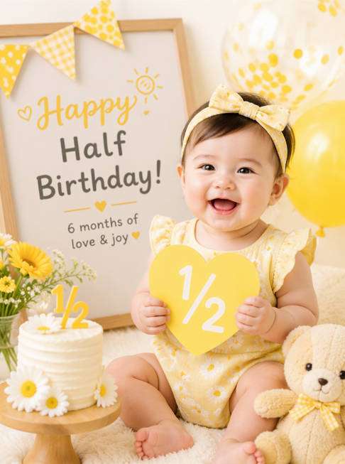 Sunshine Six-Month Portrait - illustrative image-to-image before and after