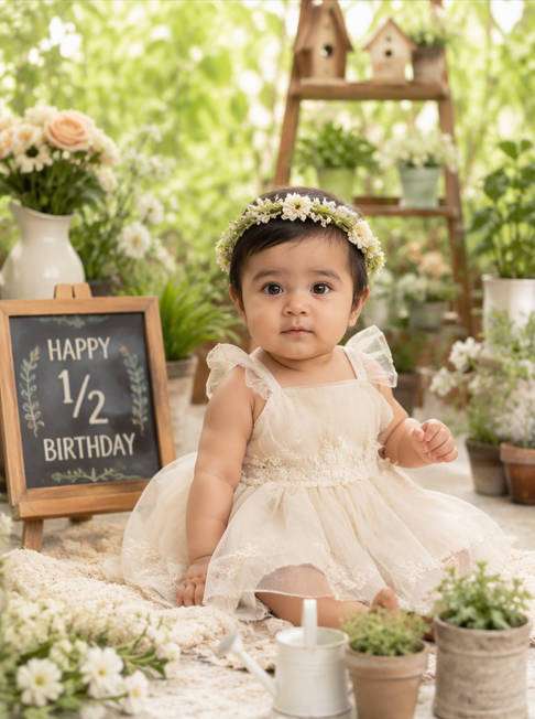 Garden-Inspired Baby Portrait - illustrative image-to-image before and after
