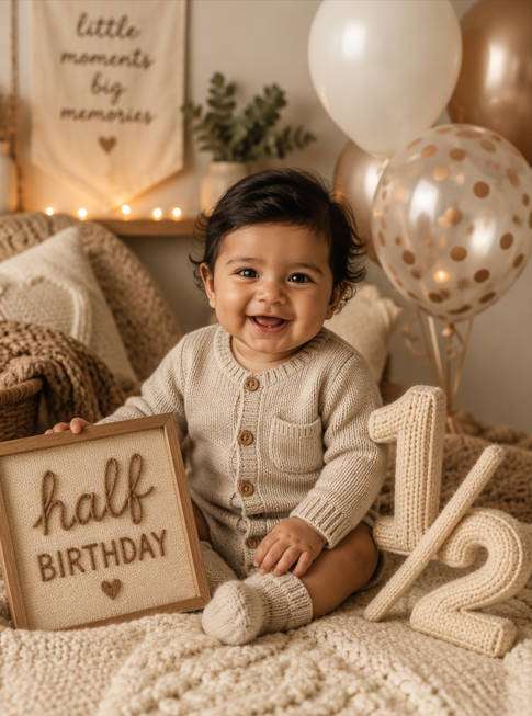 Neutral Knits and Balloons - illustrative image-to-image before and after