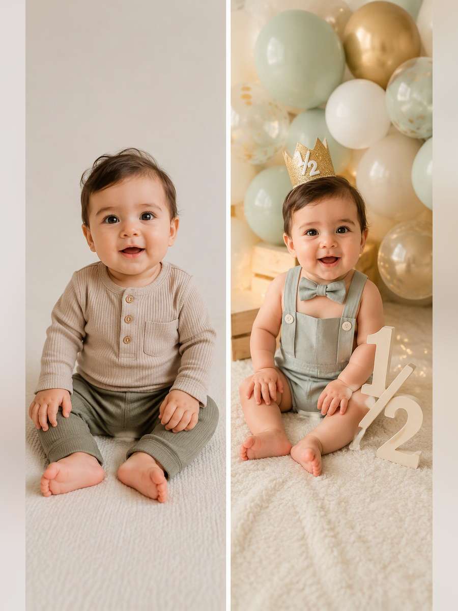 Half Birthday Balloon Setup - illustrative image-to-image before and after