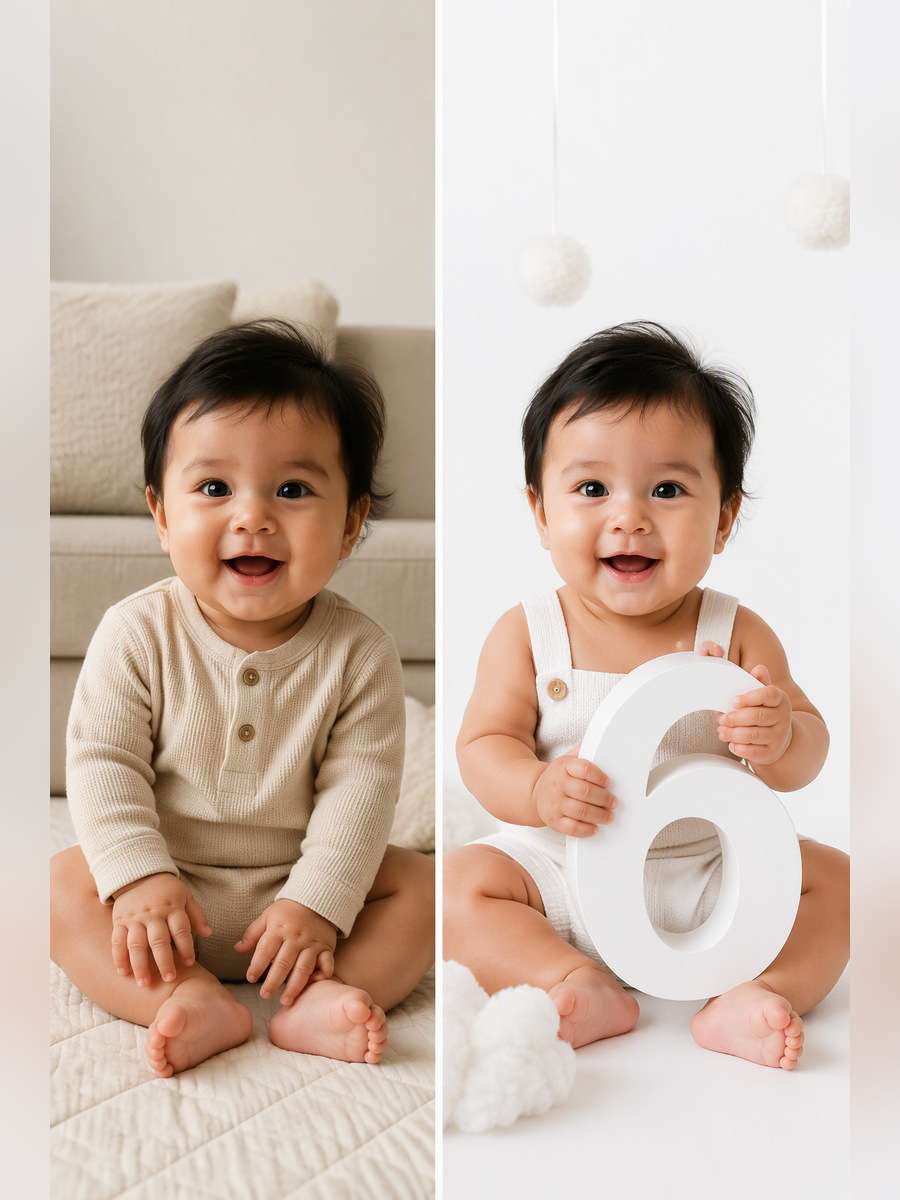 White Studio Baby Keepsake - illustrative image-to-image before and after