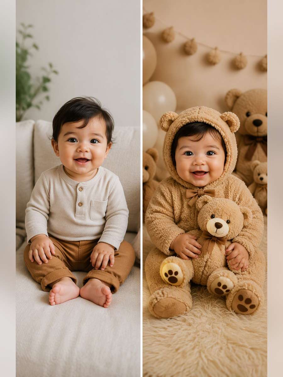 Teddy Bear Six-Month Milestone - illustrative image-to-image before and after