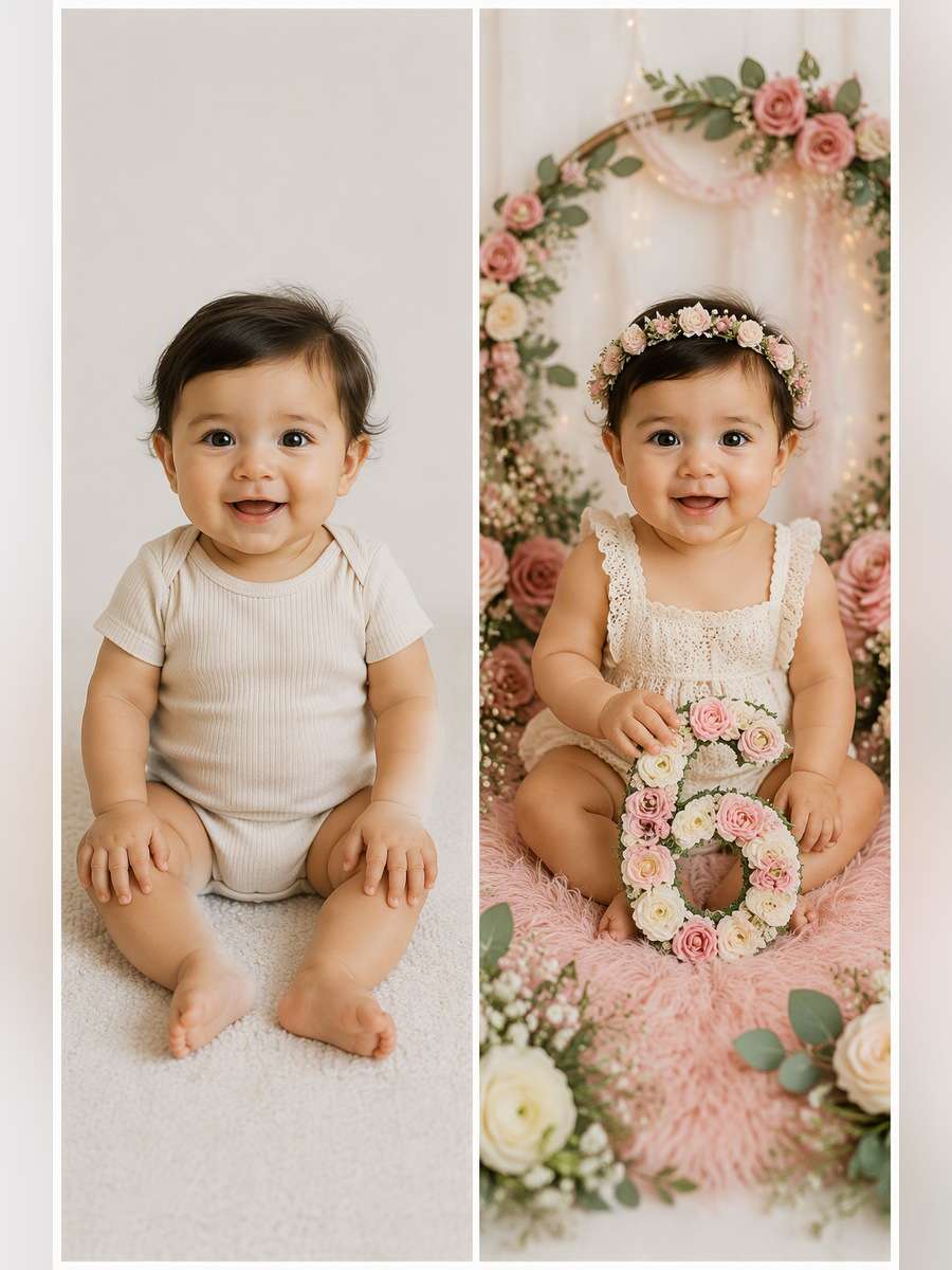 Floral 6-Month Keepsake - illustrative image-to-image before and after