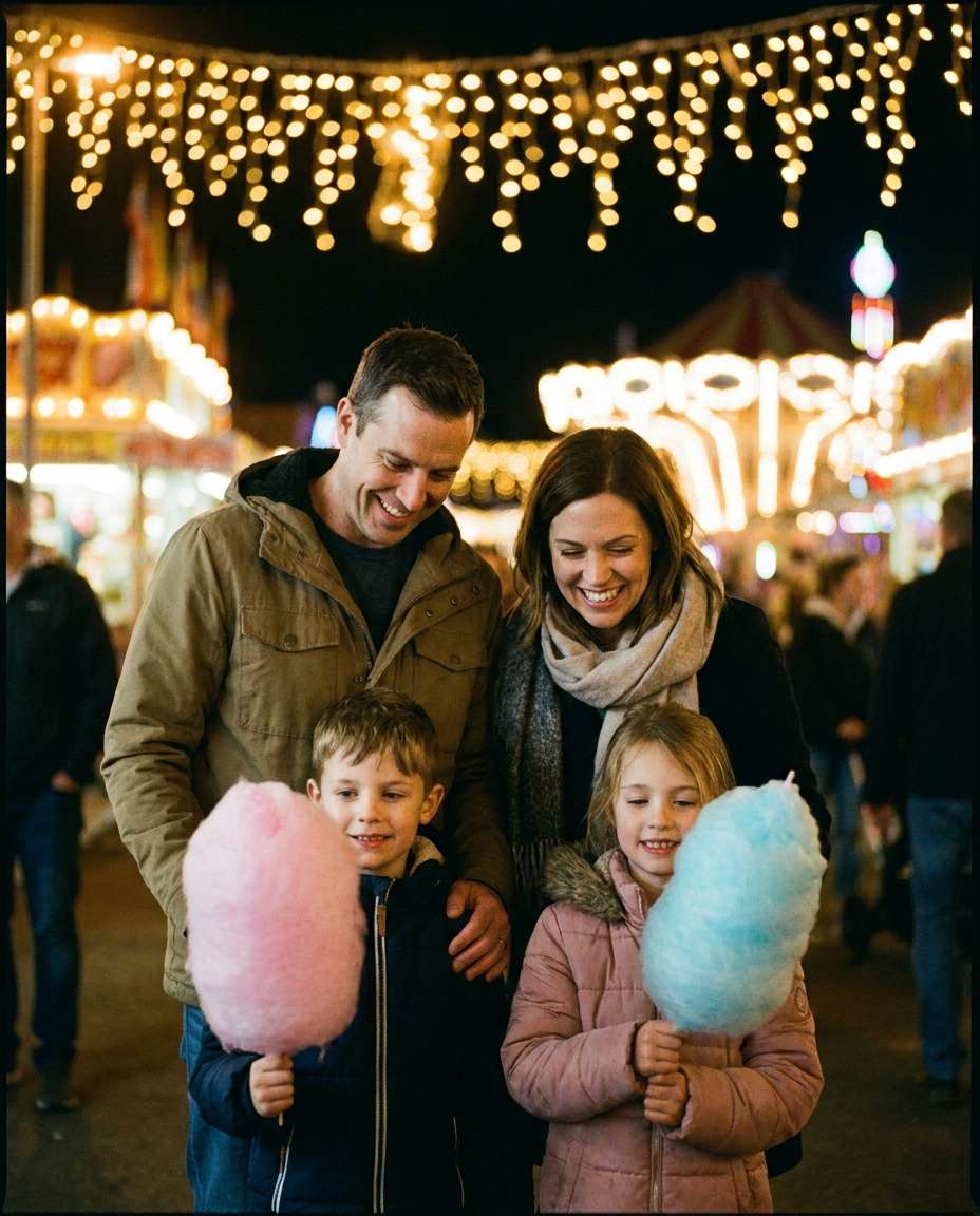 nighttime fair lights photo