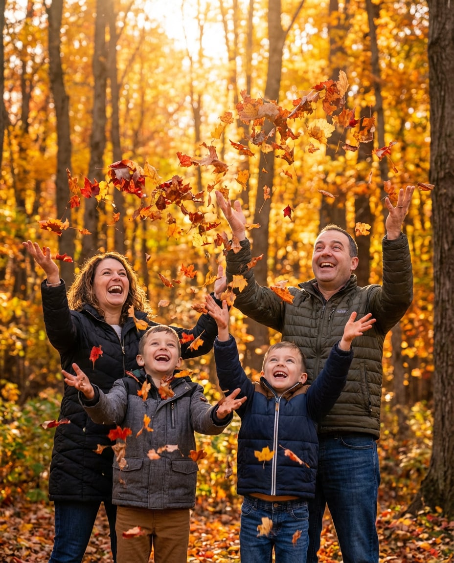 fall leaf toss photo