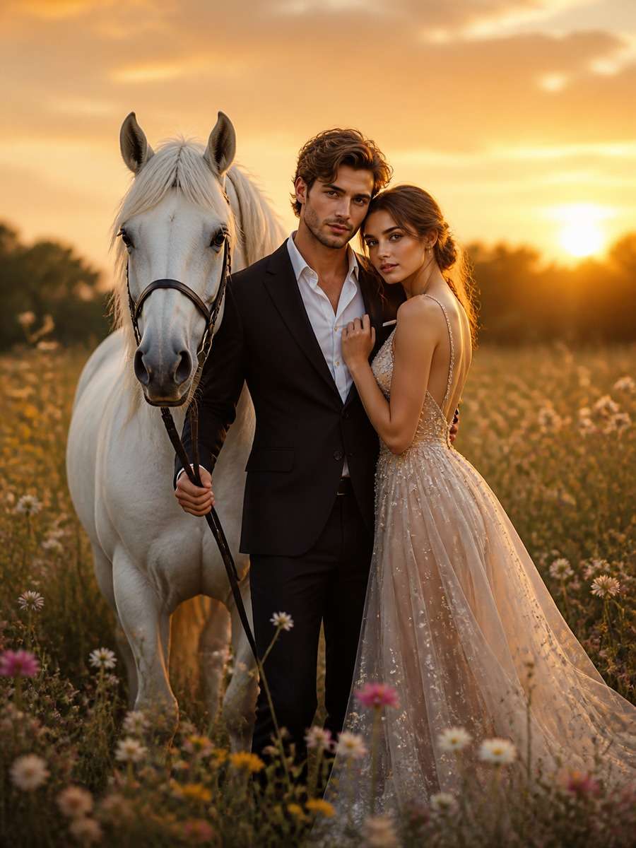Romantic White Horse Portrait photo