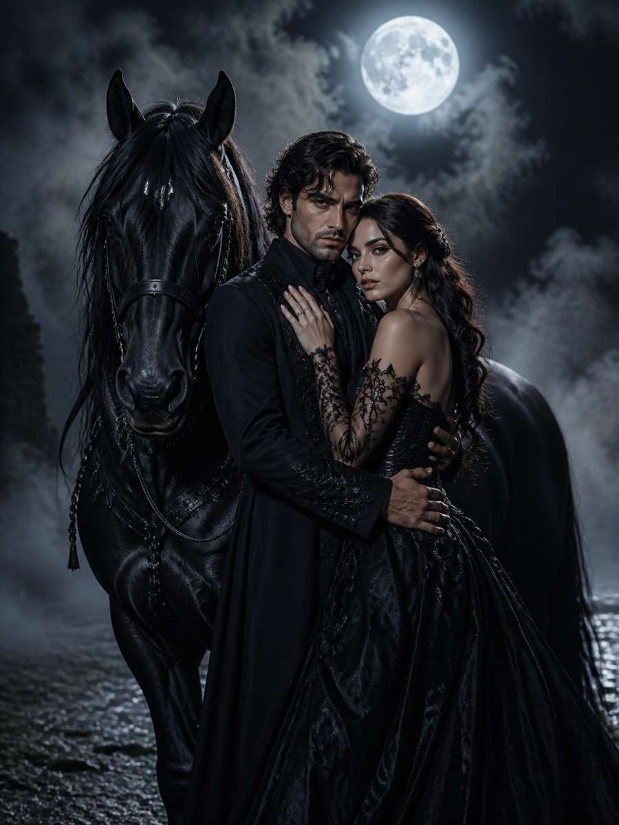 Moonlit Black Horse Drama photo