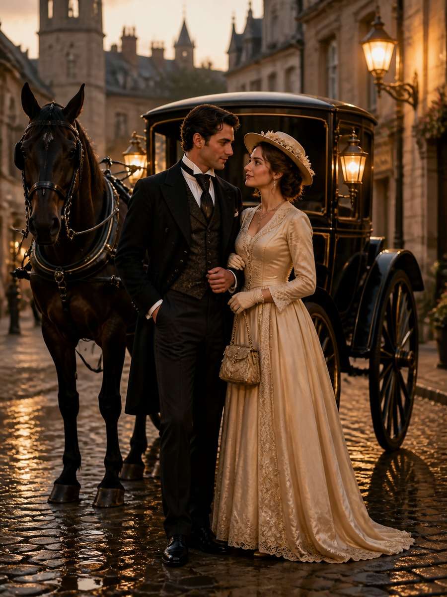 Vintage Carriage Horse Couple photo