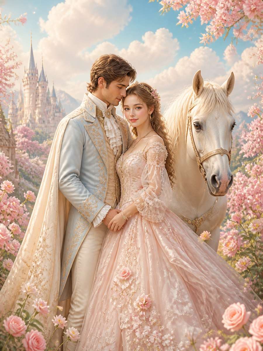 Pastel Fairytale Horse Scene photo