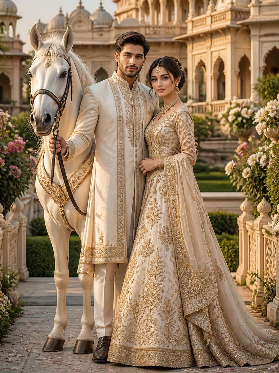 Elegant Palace Horse Couple photo