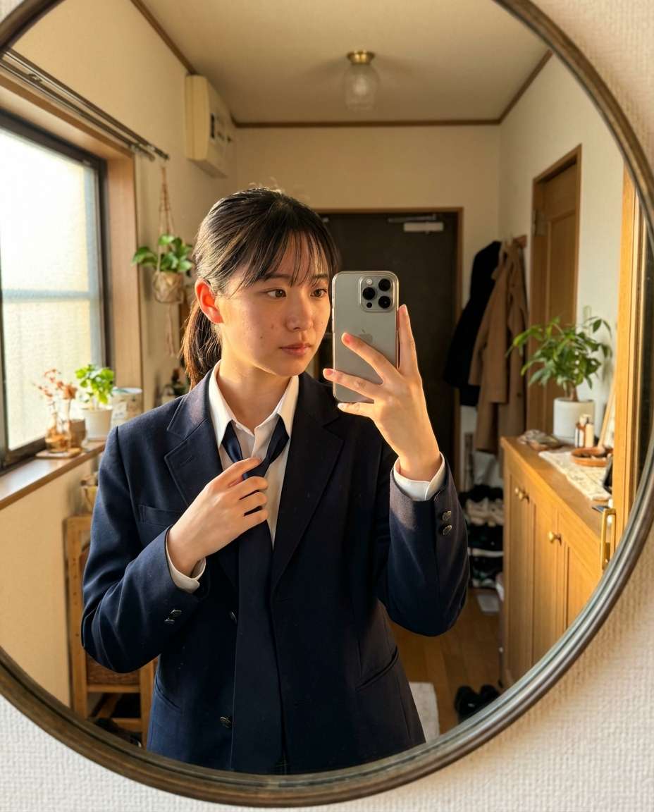 morning routine mirror photo