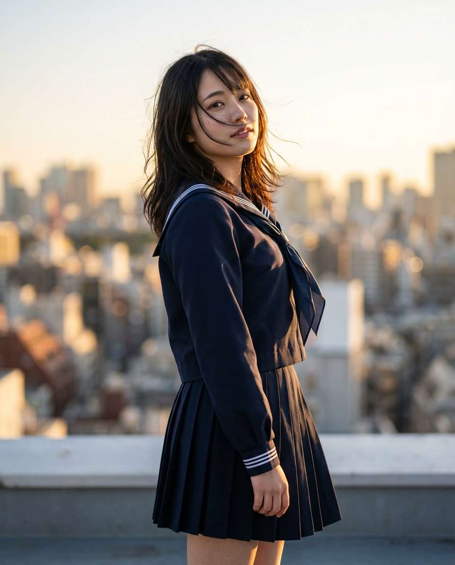 rooftop sunset pose photo