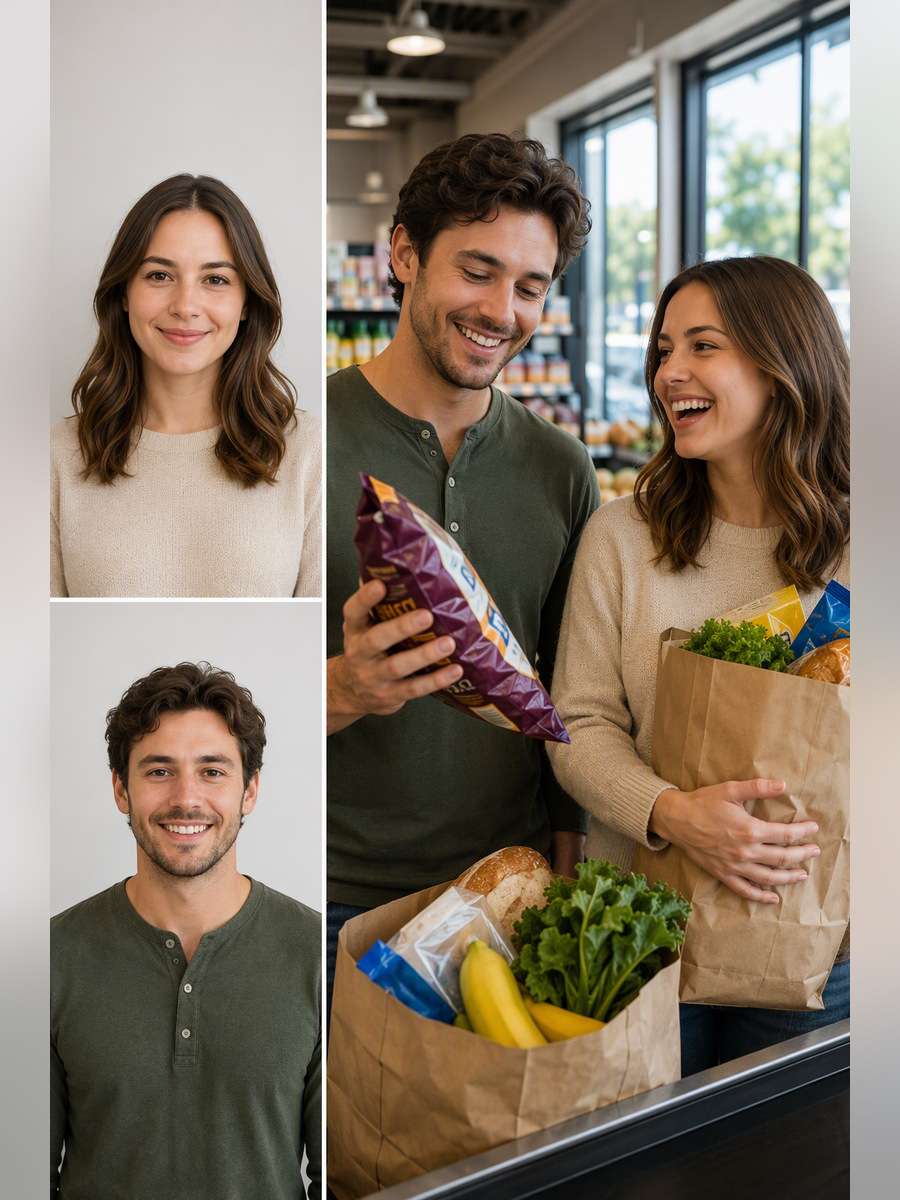 Sunday Grocery Run — illustrative image-to-image before and after