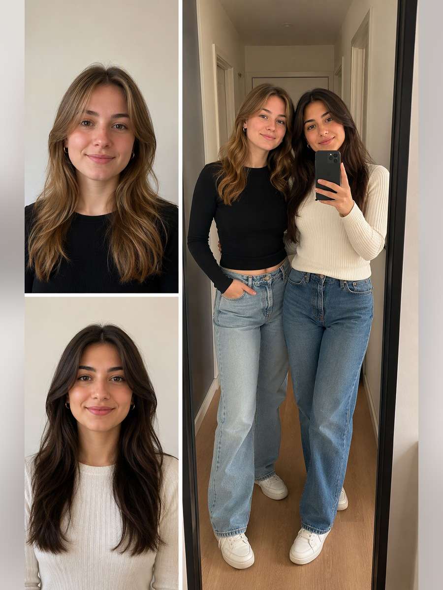 Mirror Selfie at Home — illustrative image-to-image before and after
