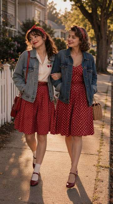 Matching Denim Jackets — illustrative image-to-image before and after