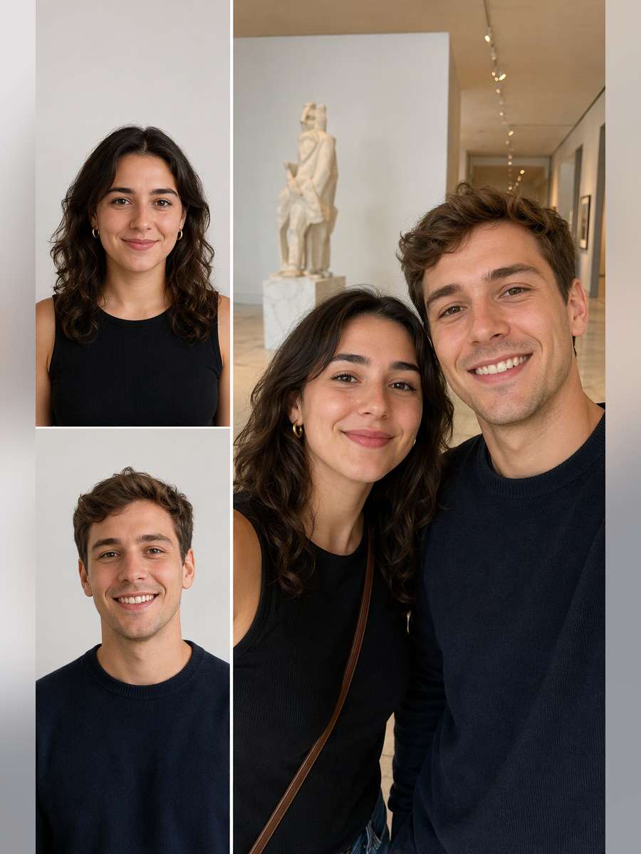 Museum Weekend Selfie — illustrative image-to-image before and after