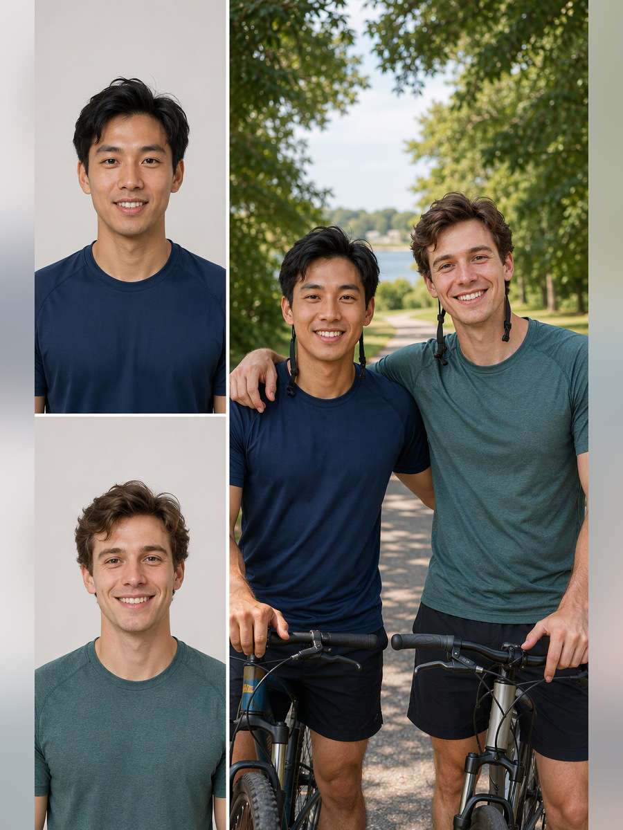 Bicycle Path Afternoon — illustrative image-to-image before and after