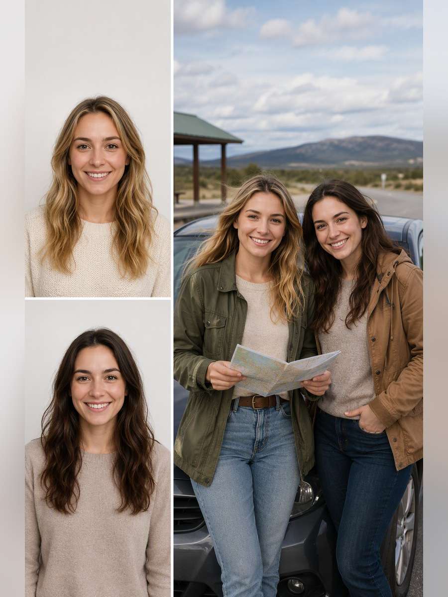 Road Trip Service Stop — illustrative image-to-image before and after