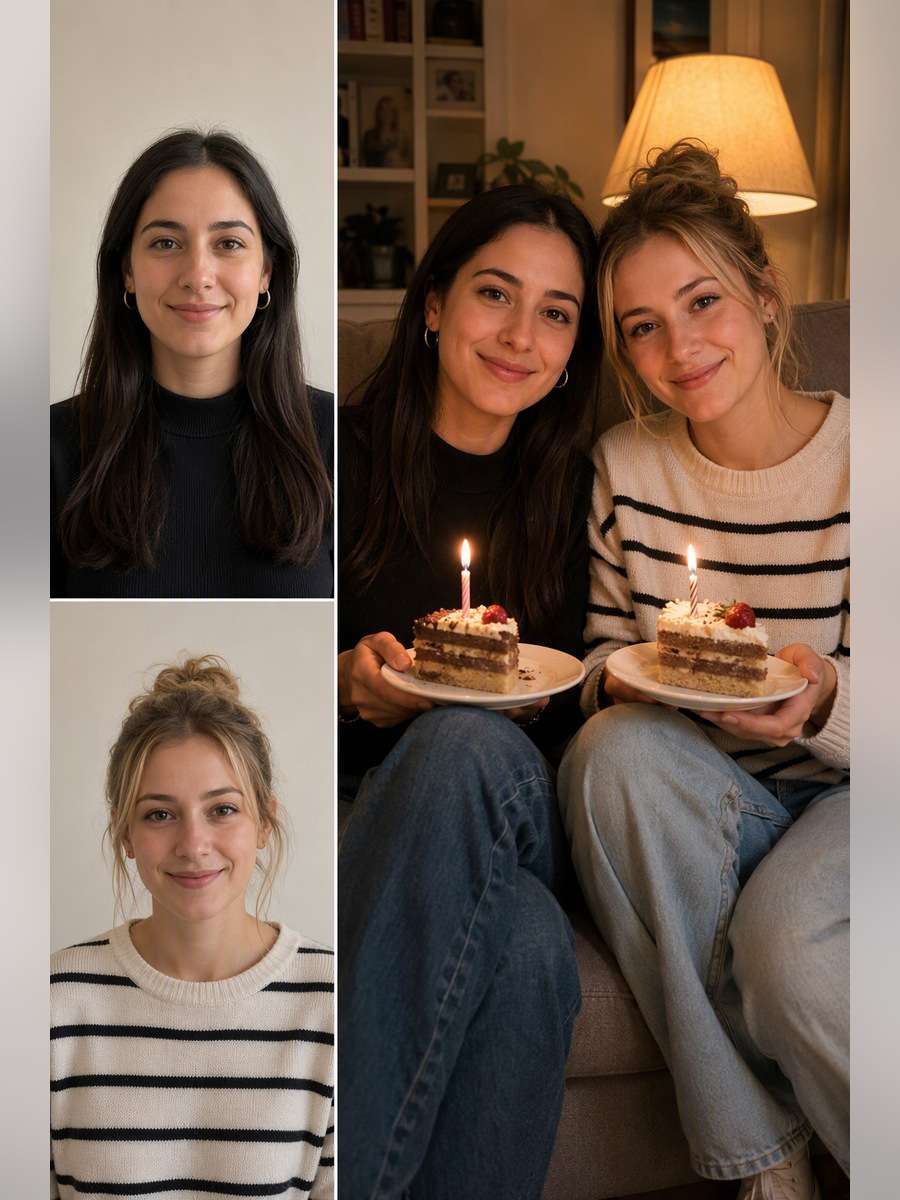 Birthday Video Call Becomes Real — illustrative image-to-image before and after