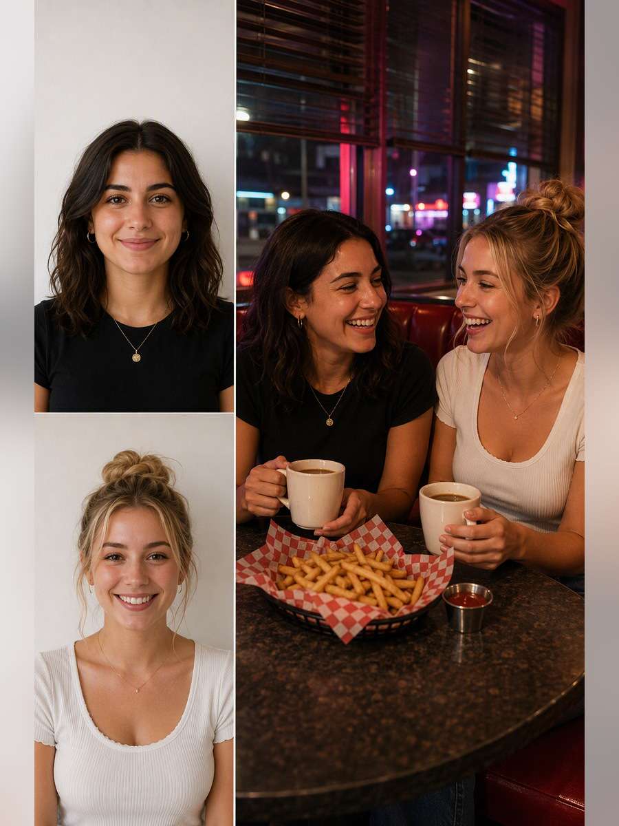 Midnight Diner Catch-Up — illustrative image-to-image before and after
