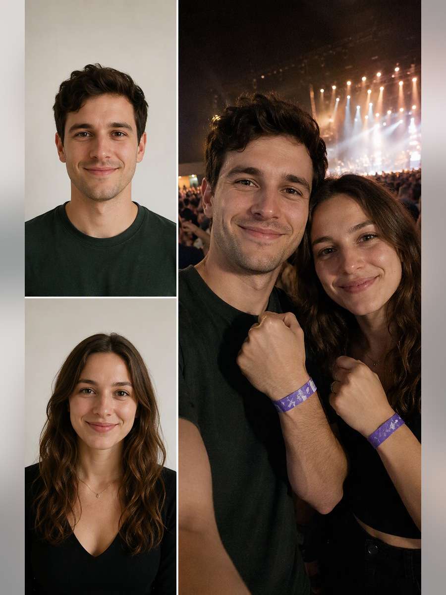 Concert Wristband Selfie — illustrative image-to-image before and after