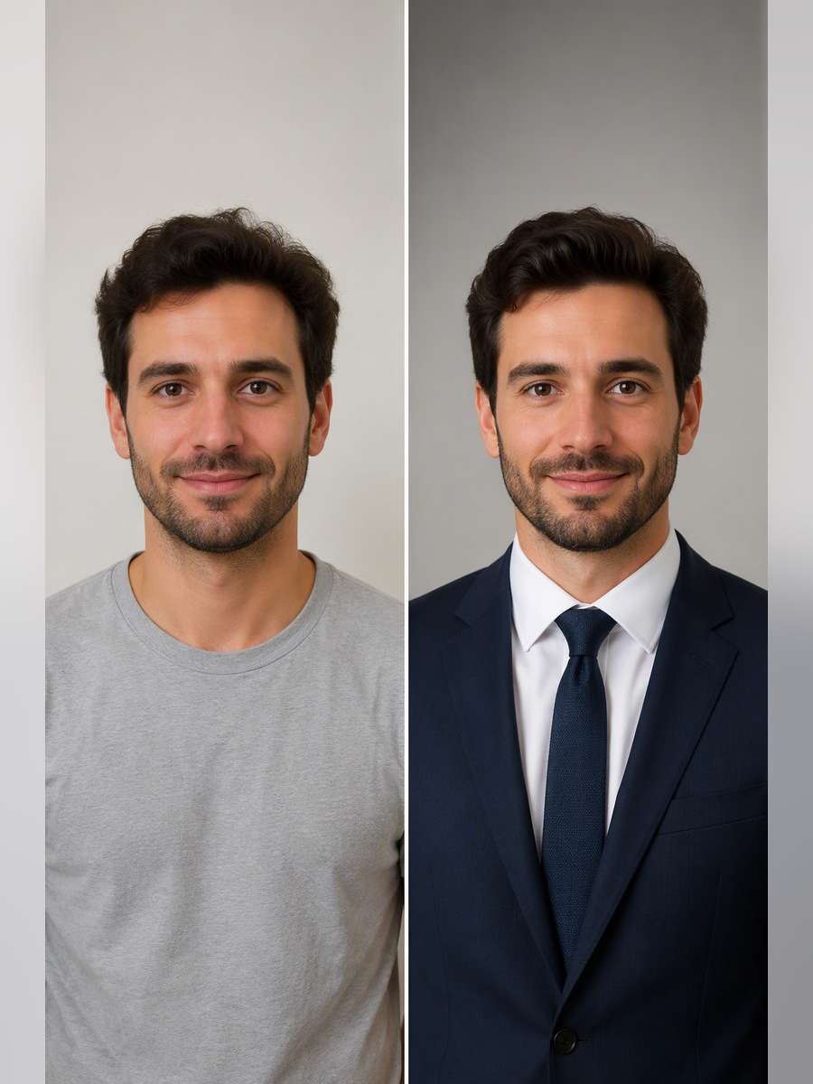 Professional LinkedIn Upgrade - illustrative image-to-image before and after