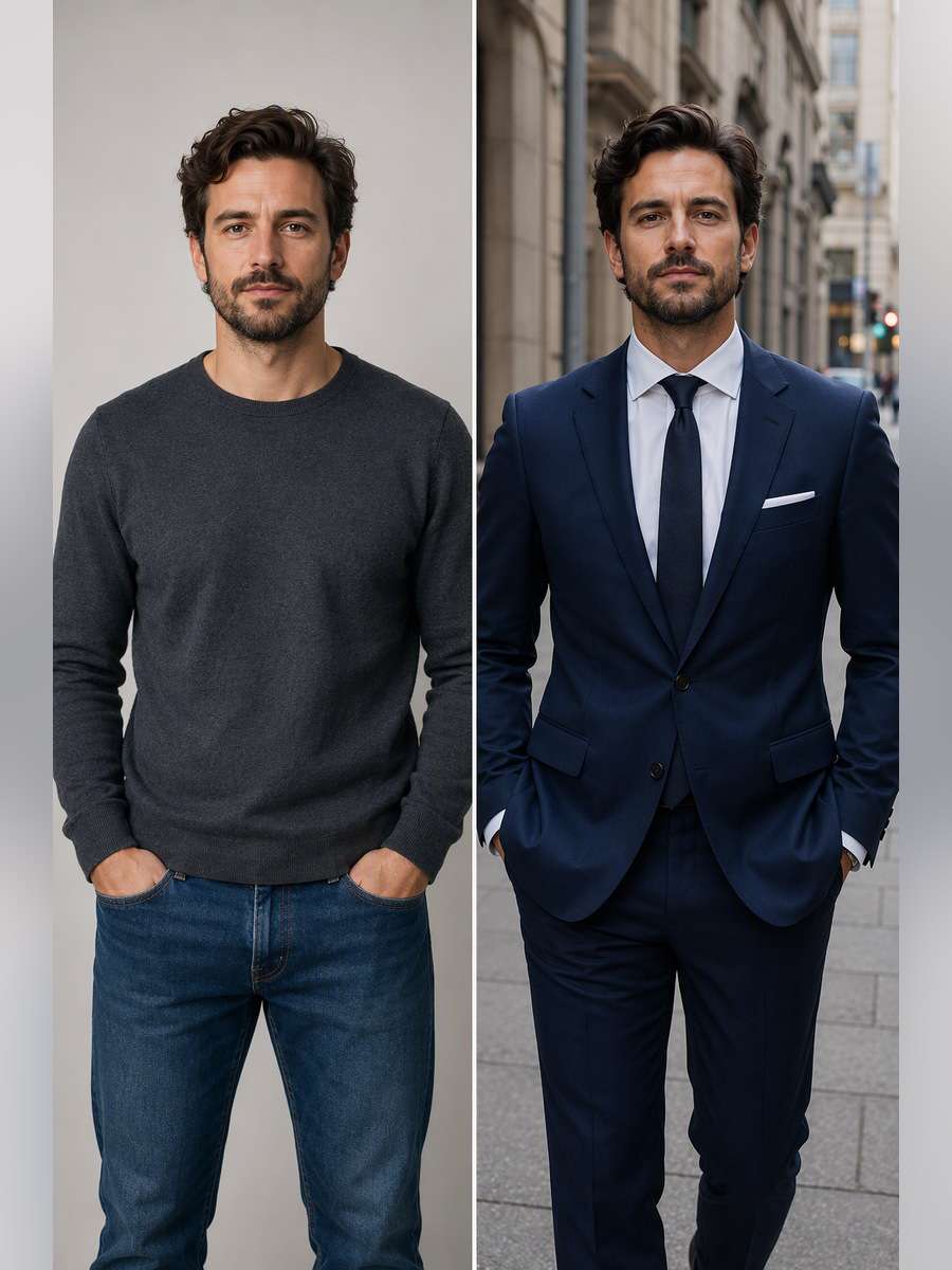 Street Editorial Formal - illustrative image-to-image before and after