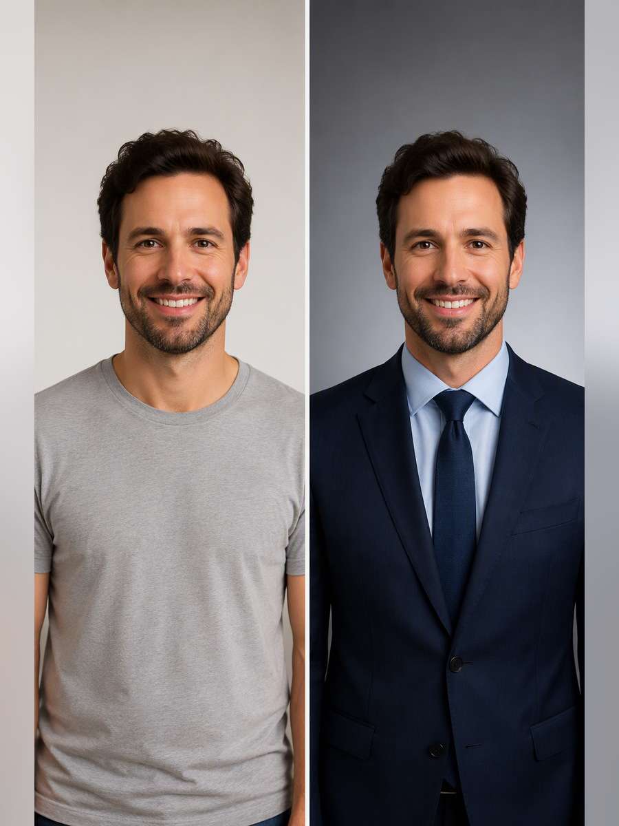 Conference Speaker Headshot - illustrative image-to-image before and after
