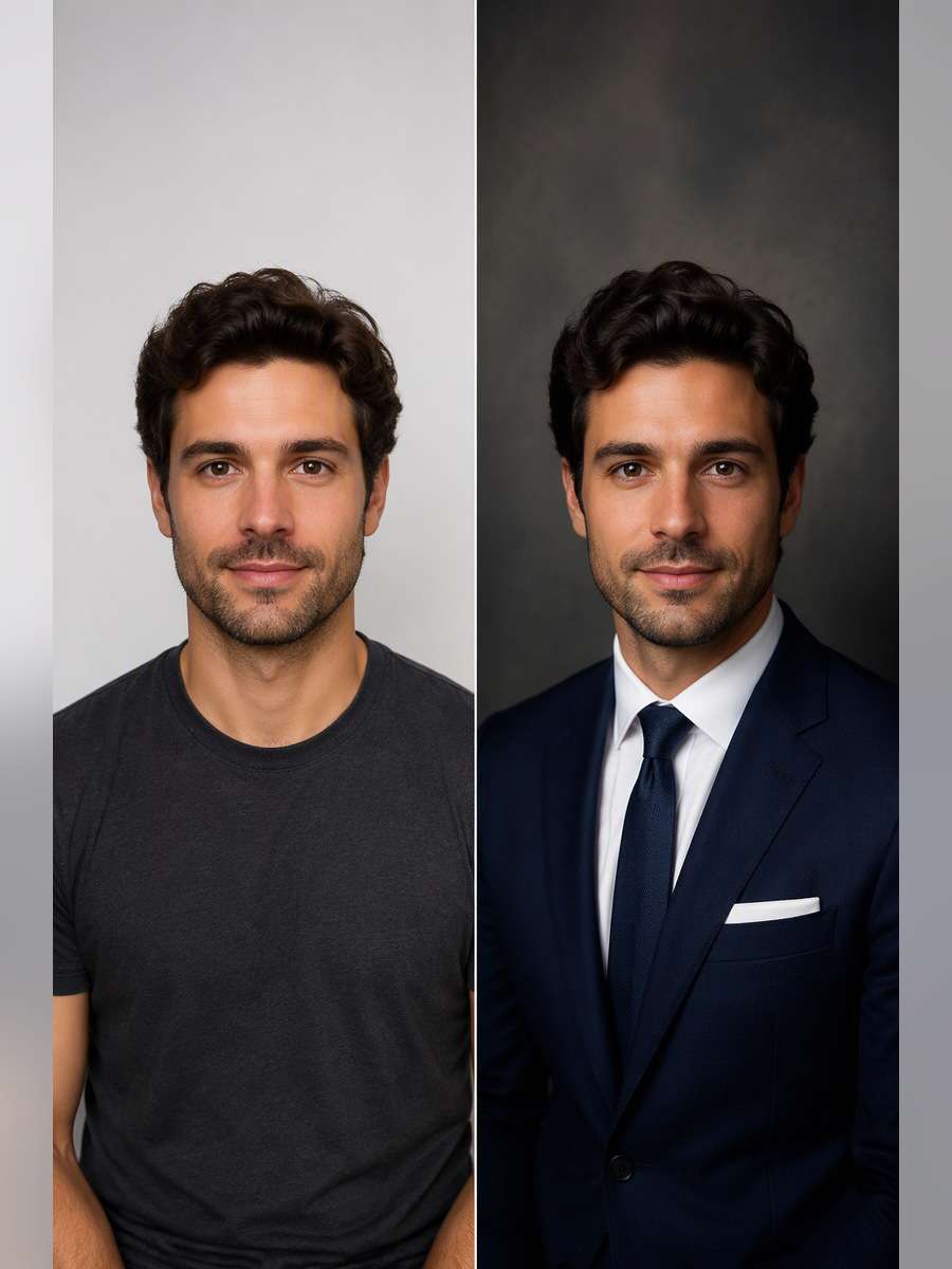 Fine-Art Formal Portrait - illustrative image-to-image before and after